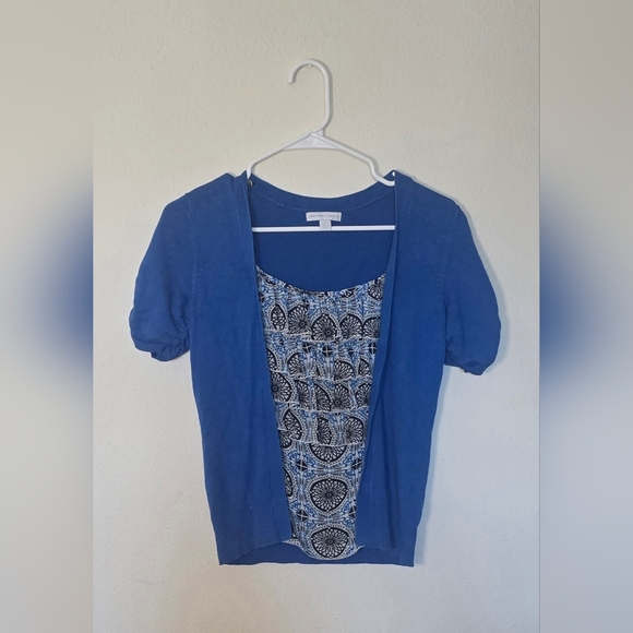New York & Company Tops - New York & Company Blue Layered Cardigan Business Casual Top Short Sleeve XS